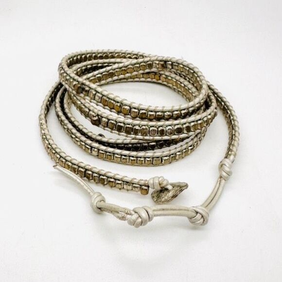 Nakamol Wrap Off White Bracelet Beaded Rocker Punk Boho Multi-Layer - Picture 1 of 6